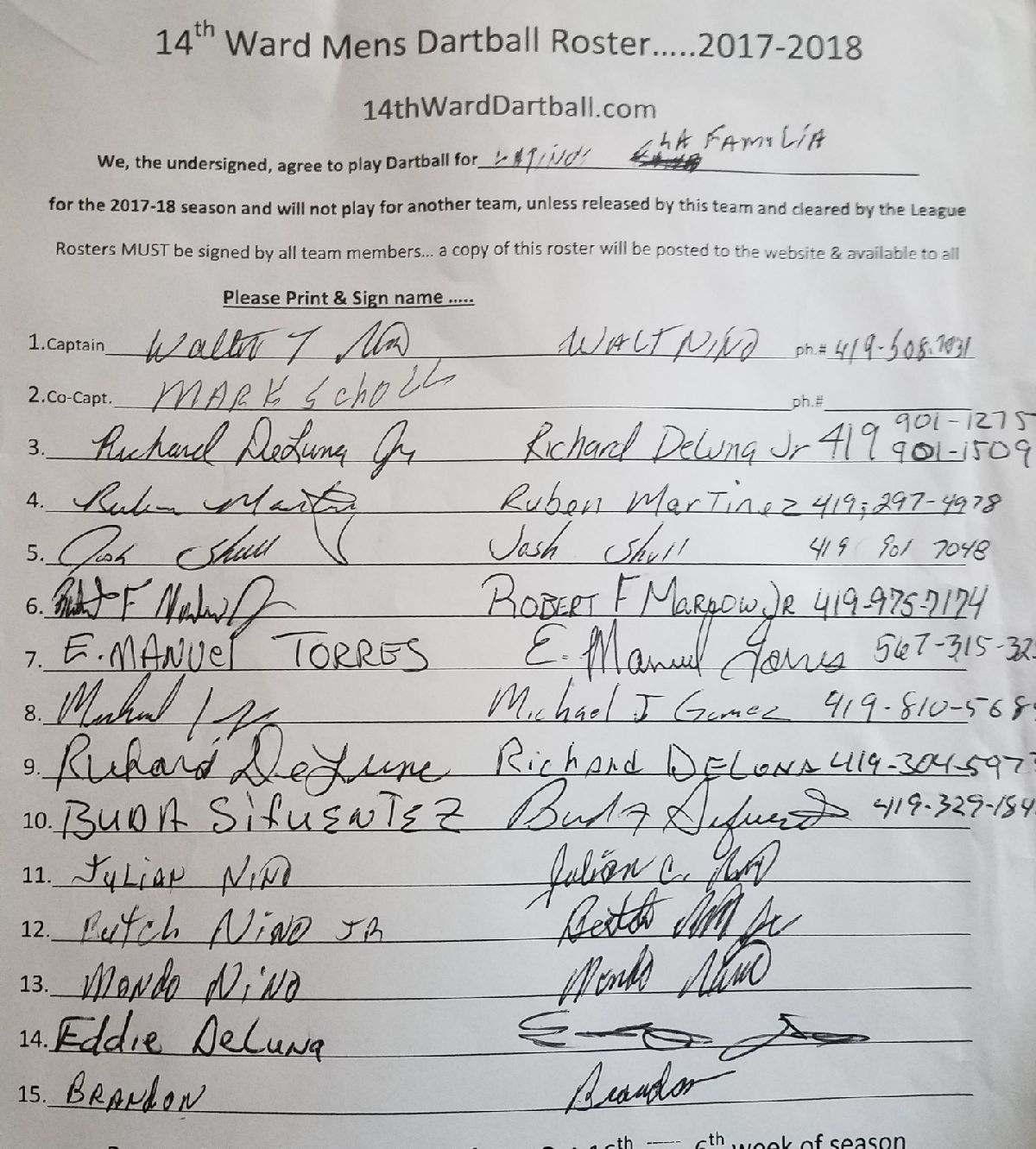 Toledo Dartball 201516